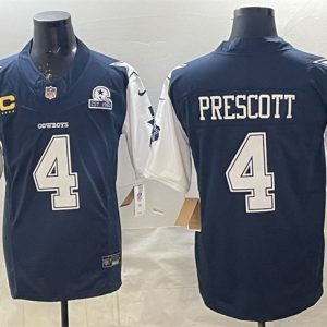 Dallas Cowboys #4 Dak Prescott Navy F.U.S.E. With Established In 1960 Patch And 4-Star C Patch Vapor Limited Stitched Jersey