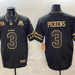 Dallas Cowboys #3 George pickens Black 2025 F.U.S.E. With 5x Super Bowl Champions Established In 1960 Patch Vapor Limited Stitched Jersey