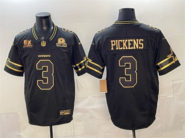Dallas Cowboys #3 George pickens Black 2025 F.U.S.E. With 5x Super Bowl Champions Established In 1960 Patch Vapor Limited Stitched Jersey