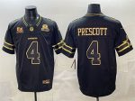 Dallas Cowboys #4 Dak Prescott Black Gold 2025 F.U.S.E. With 5x Super Bowl Champions Established In 1960 Patch Vapor Limited Stitched Jersey