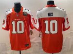 Denver Broncos #10 Bo Nix Orange 2024 F.U.S.E. With 3-Time Champions Patch Throwback Vapor Limited Alternate Stitched Jersey