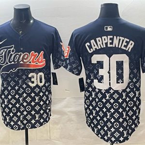 Detroit Tigers #30 Kerry Carpenter Navy With Patch Vapor Premier Limited Stitched Jersey