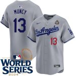 Los Angeles Dodgers #13 Max Muncy Gray 2024 World Series Patch Limited Stitched Jersey
