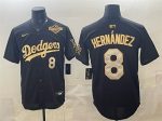 Los Angeles Dodgers #8 Enrique Hern¨¢ndez Black Gold 2025 World Series Patch Limited Stitched Jersey