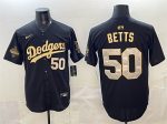 Los Angeles Dodgers #50 Mookie Betts Black Gold 2025 World Series Champions Patch Limited Stitched Jersey