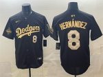 Los Angeles Dodgers #8 Enrique Hern¨¢ndez Black Gold 2025 World Series Champions Patch Limited Stitched Jersey