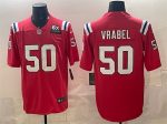 New England Patriots #50 Mike Vrabel Red With 6x Super Bowl Champions Patch Vapor Limited Stitched Jersey