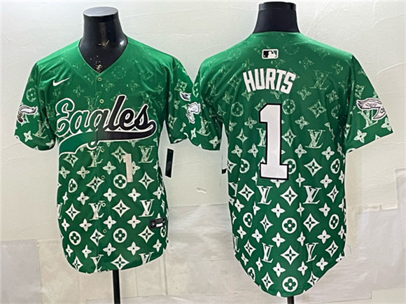 Philadelphia Eagles #1 Jalen Hurts Green With Patch Limited Stitched Jersey