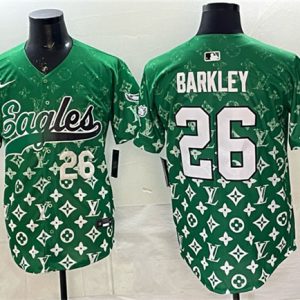 Philadelphia Eagles #26 Saquon Barkley Green With Patch Limited Stitched Jersey