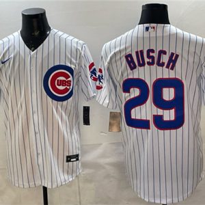 Chicago Cubs #29 Michael Busch White Cool Base Stitched Jersey
