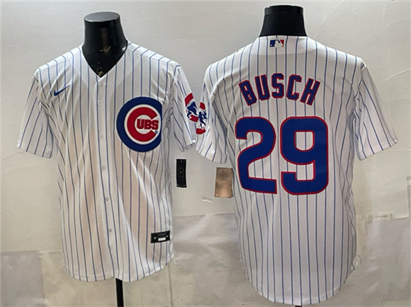 Chicago Cubs #29 Michael Busch White Cool Base Stitched Jersey