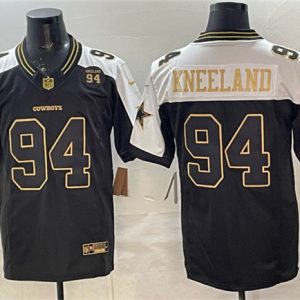 Dallas Cowboys #94 Marshawn Kneeland Black Gold 2025 F.U.S.E. 94 Marshawn Kneeland Memorial Patch Vapor Limited Stitched Jersey