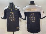 Dallas Cowboys #4 Dak Prescott Black Gold 2025 F.U.S.E. 94 Marshawn Kneeland Memorial Patch Vapor Limited Stitched Jersey