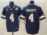 Dallas Cowboys #4 Dak Prescott Navy F.U.S.E. With 5x Super Bowl Champions Established In 1960 Patch Vapor Limited Stitched Jersey
