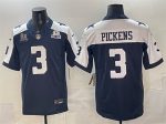 Dallas Cowboys #3 George pickens Navy F.U.S.E. With 5x Super Bowl Champions Established In 1960 Patch Thanksgiving Vapor Limited Stitched Jersey