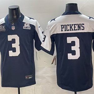 Dallas Cowboys #3 George pickens Navy F.U.S.E. With 5x Super Bowl Champions Established In 1960 Patch Thanksgiving Vapor Limited Stitched Jersey