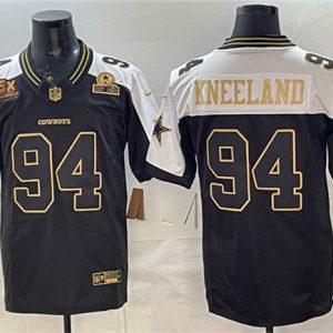 Dallas Cowboys #94 Marshawn Kneeland Black Gold 2025 F.U.S.E. With 5x Super Bowl Champions Established In 1960 Patch Vapor Limited Stitched Jersey
