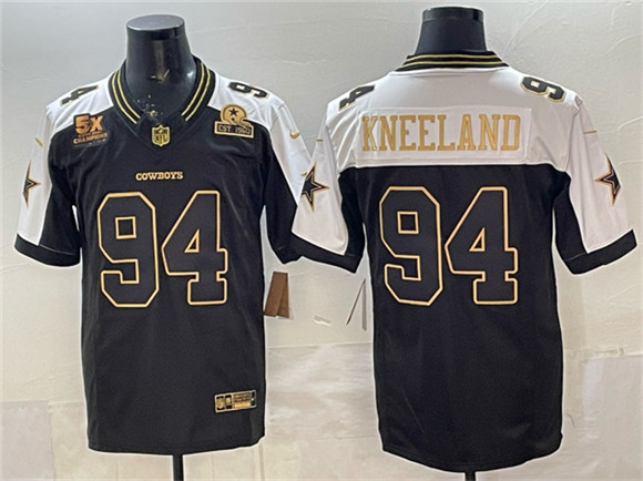 Dallas Cowboys #94 Marshawn Kneeland Black Gold 2025 F.U.S.E. With 5x Super Bowl Champions Established In 1960 Patch Vapor Limited Stitched Jersey