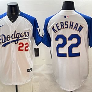 Los Angeles Dodgers #22 Clayton Kershaw White Royal 2025 World Series Champions Patch Limited Stitched Jersey