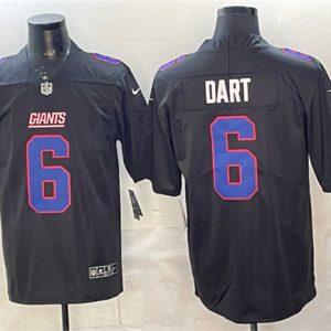 New York Giants #6 Jaxson Dart Black Fashion Vapor Untouchable Limited Stitched Jersey