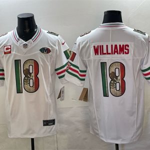 Chicago Bears #18 Caleb Williams White Mexico F.U.S.E. With 2-star C Patch And VMH Patch Throwback Stitched Jersey