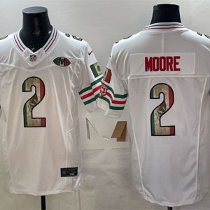 Chicago Bears #2 D.J. Moore White Mexico F.U.S.E. With VMH Patch Stitched Jersey