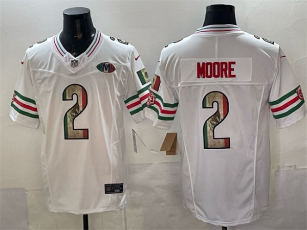 Chicago Bears #2 D.J. Moore White Mexico F.U.S.E. With VMH Patch Stitched Jersey