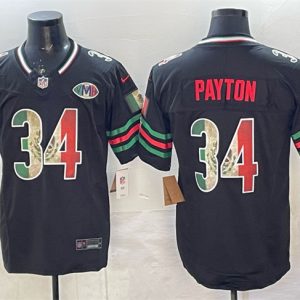 Chicago Bears #34 Walter Payton Black Mexico F.U.S.E. With VMH Patch Stitched Jersey