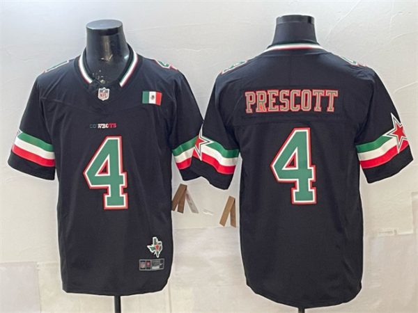 Dallas Cowboys #4 Dak Prescott 2024 Mexico Black F.U.S.E. Stitched Jersey