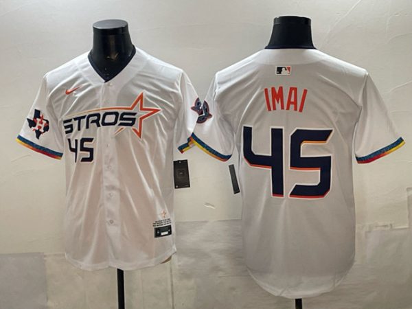Houston Astros #45 Tatsuya Imai White 2025 City Connect With Texas Patch Limited Stitched Jersey