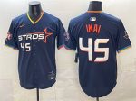Houston Astros #45 Tatsuya Imai Navy 2025 City Connect With Texas Patch Limited Stitched Jersey