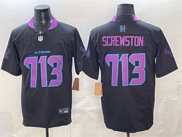 Houston Texans #713 Screwston Black F.U.S.E. 2025 DJ SCREW Vapor Limited Stitched Jersey