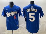 Los Angeles Dodgers #5 Freddie Freeman Royal Limited Stitched Jersey