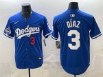Los Angeles Dodgers #3 Edwin D¨ªaz Royal With 2025 World Series Champions Patch Limited Stitched Jersey