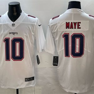 New England Patriots #10 Drake Maye White Fashion Vapor Untouchable Limited Stitched Jersey