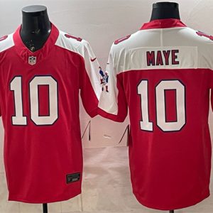 New England Patriots #10 Drake Maye Red Alternate F.U.S.E. Throwback Vapor Limited Stitched Jersey