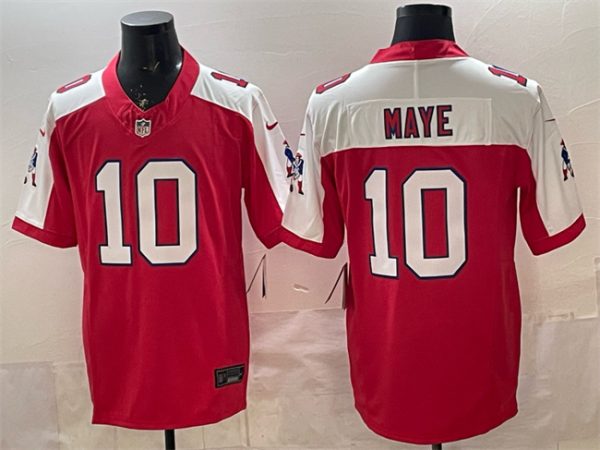 New England Patriots #10 Drake Maye Red Alternate F.U.S.E. Throwback Vapor Limited Stitched Jersey
