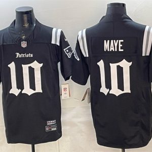 New England Patriots #10 Drake Maye Black F.U.S.E. Gothic Revolution Edition Stitched Jersey