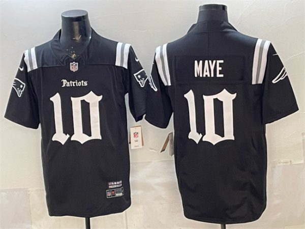 New England Patriots #10 Drake Maye Black F.U.S.E. Gothic Revolution Edition Stitched Jersey
