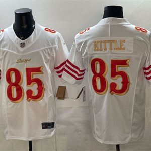San Francisco 49ers #85 George kittle White Gold 2025 F.U.S.E. ¡°Rivalries¡± Vapor Limited Stitched Jersey
