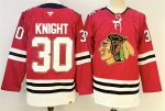 Chicago Blackhawks #30 Spencer Knight Red 2025 Home 100th Anniversary Stitched Jersey