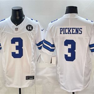Dallas Cowboys #3 George pickens Navy F.U.S.E. 94 Marshawn Kneeland Memorial Patch Vapor Limited Stitched Jersey