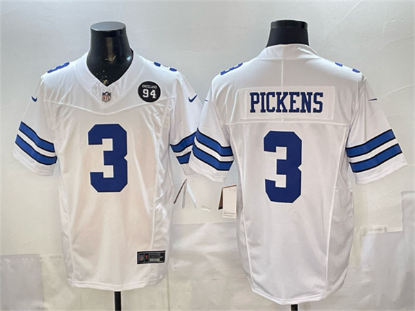 Dallas Cowboys #3 George pickens Navy F.U.S.E. 94 Marshawn Kneeland Memorial Patch Vapor Limited Stitched Jersey