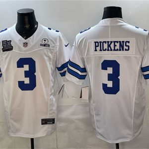Dallas Cowboys #3 George pickens White F.U.S.E. With 5x Super Bowl Champions Established In 1960 Patch Vapor Limited Stitched Jersey