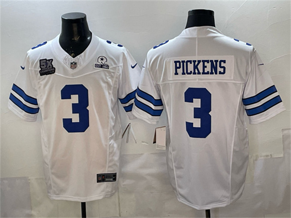Dallas Cowboys #3 George pickens White F.U.S.E. With 5x Super Bowl Champions Established In 1960 Patch Vapor Limited Stitched Jersey
