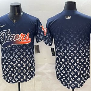 Detroit Tigers Blank Navy With Patch Vapor Premier Limited Stitched Jersey