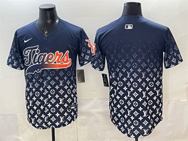 Detroit Tigers Blank Navy With Patch Vapor Premier Limited Stitched Jersey