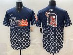 Detroit Tigers Team Big Logo Navy With Patch Vapor Premier Limited Stitched Jersey