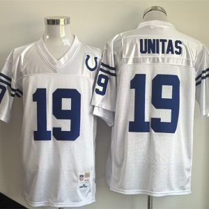 Indianapolis Colts #19 Johnny Unitas White Throwback Stitched Jersey