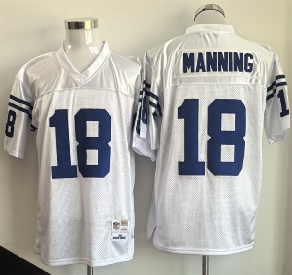 Indianapolis Colts #18 Peyton Manning White Throwback Stitched Jersey